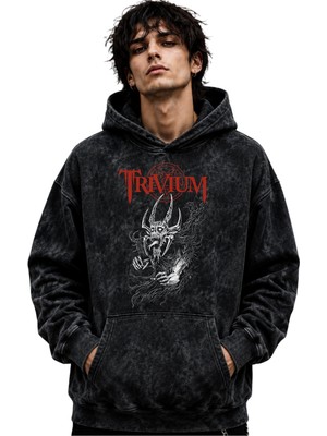 Sevbano Trivium Rock Metal Müzik Grubu Baskılı Unisex Oversize Premium Yıkamalı Hoodie Sweatshirt