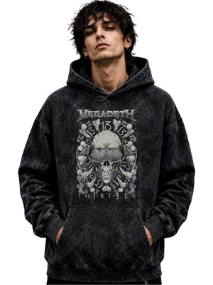 Sevbano Megadeth Rock Metal Müzik Grubu Baskılı Unisex Oversize Premium Yıkamalı Hoodie Sweatshirt