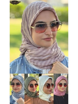 ALDAIYR 5 Jakarlı Pamuk Caz Eşarp 120X120 Pamuk