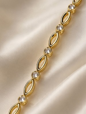 Xuping Jewelry Vip Seri Kadın Altın Kaplama Zirkon Taşlı Sıralı Badem Su Yolu Bileklik