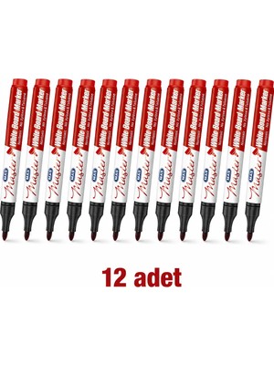 Mas Beyaz Tahta Kalemi Kırmızı Yuvarlak Uç 12'li Paket 6410