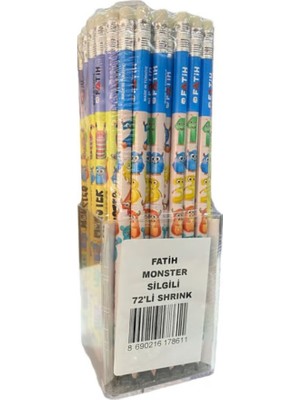 Fatih Kurşun Kalem Monster Silgili - 72'li Paket