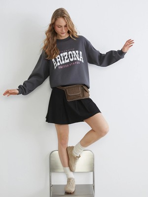 Lc Waikiki Yeni Sezon Arizona Baskılı Oversize Kadın Kalın Sweatshirt