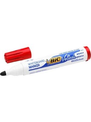 Bic 1701 Velleda Eco Yuvarlak Uçlu Beyaz Tahta Kalemi Kırmızı 12'li Kutu