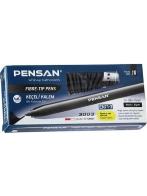 Pensan 3003 Ofis Tipi Keçeli Kalem Siyah 10'lu Paket