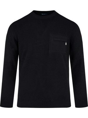 Hatemoğlu Siyah Regular Fit Bisiklet Yaka Kazak