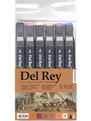 Del Rey Twın Marker Çift Uçlu Grafik Kalemi 6 Lı Ahşap Renkler Mn-Askt06/4