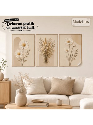 Akıllı Kağıt Statik Tutunma Özellikli Tablo - Poster Çiçek (Model- 116)