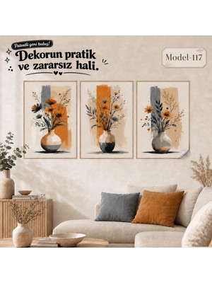 Akıllı Kağıt Statik Tutunma Özellikli Tablo - Poster Çiçek (Model- 117)
