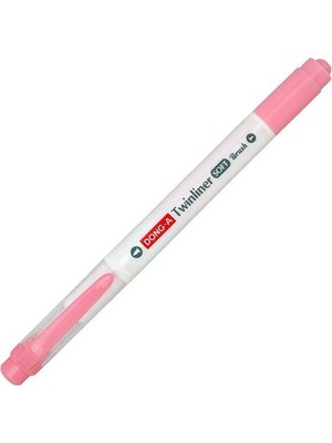 Dong-A Twinliner Soft Fırçalı Fosforlu Kalem Mercan Pembe (12 Li Paket) No:12