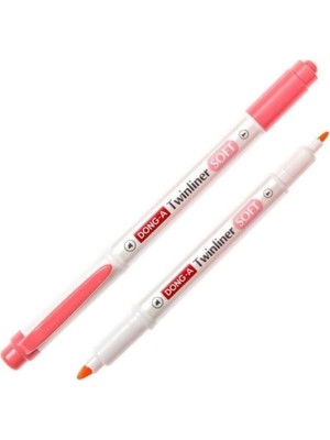 Dong-A Twinliner Kalem Tipi Fosforlu Kalem Soft Mercan Pembe (12 Li Paket)