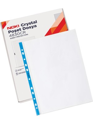 Noki Poşet Dosya Cristal Mavi Şeritli 100'lü Kutulu 4830CR