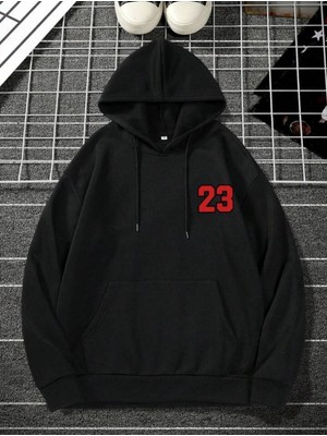 Touz Moda Unisex Los Angeles Baskılı Kapşonlu Siyah Sweatshirt