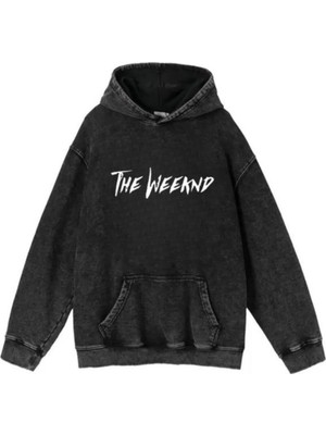 Touz Moda Yıkamalı The Weeknd Vintage Kapüşonlu Sweatshirt