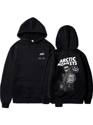 Touz Moda Arctic Monkeys Sırt Baskılı Siyah Unisex Oversize Kapüşonlu Sweatshirt