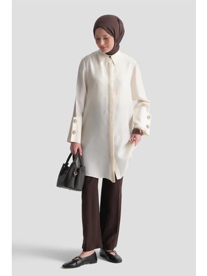 Armine Beli Lastikli Pantolon Kahve