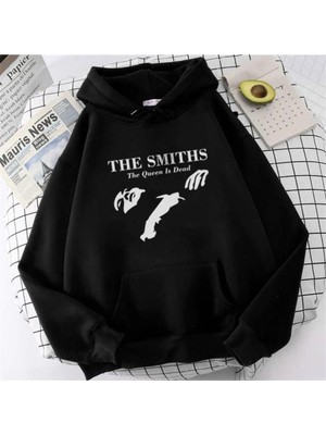 Touz Moda The Smiths Baskılı Siyah Unisex Oversize Kapüşonlu Sweatshirt