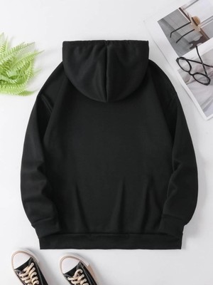 Touz Moda White Cat Siyah Kapşonlu Sweatshirt