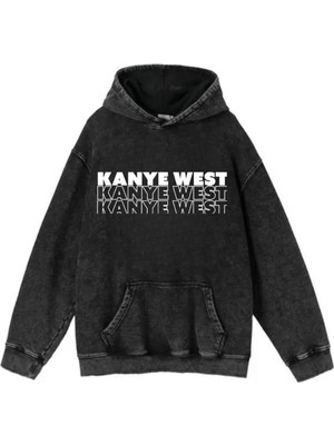Touz Moda Yıkamalı Kanye West Vintage Kapüşonlu Sweatshirt