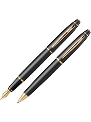 Scrikss Kalem Seti 35 Dolma & Tükenmez Mat Siyah Altın Lüx Kutu