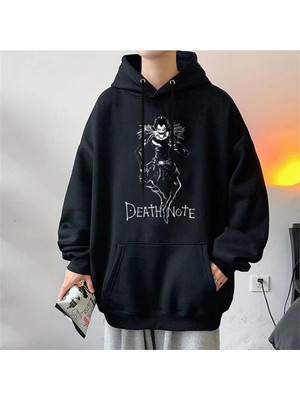 Touz Moda Death Note Ryuk Baskılı Siyah Unisex Oversize Kapüşonlu Sweatshirt