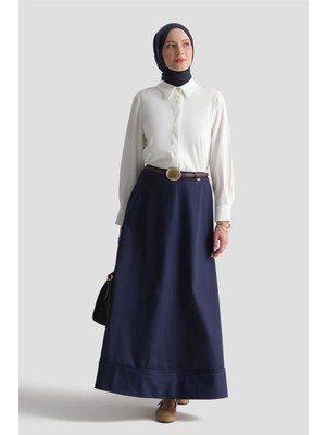 Armine Gold Düğmeli Basic Gömlek Ekru