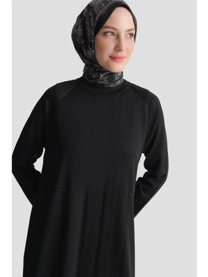 Armine Basic Triko Elbise Siyah