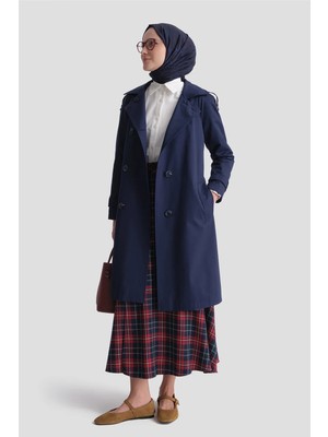 Armine Basic Kısa Trençkot Lacivert