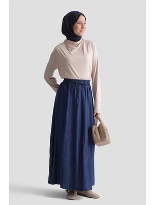 Armine Lastikli Tencel Etek Indigo