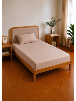 Bella Maison %100 Pamuk Saten Supreme Basic Tek Kişilik Lastikli Çarşaf Vizon (100X200X35 Cm)