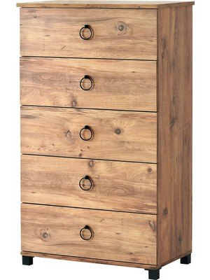 Erezoğulları Mobilya Ekonomik Yüksek 5 Çekmeceli Şifonyer Kurulu 73X45X125CM