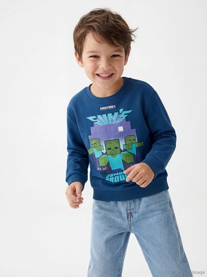 Lc Waikiki Yeni Sezon Minecraft Baskılı Erkek Çocuk Kalın Sweatshirt