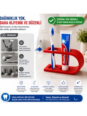 Piyatech Diş Fırçası ve Diş Macunu Tutucu Stand – Tezgâh Üstü Banyo Organizeri - Diş Fırçalık
