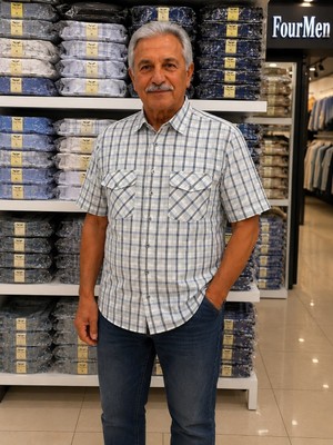 Eren Style Linen Keten Klasik %100 Cotton Kısa Kollu Çift Cepli Terletmeyen Gömlek