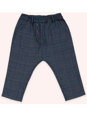 Panço Erkek Bebek Lacivert Ekose Pantolon