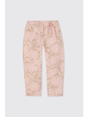 Panço Kız Çocuk Desenli Pembe Pantolon