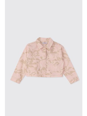 Panço Kız Çocuk Desenli Pembe Ceket