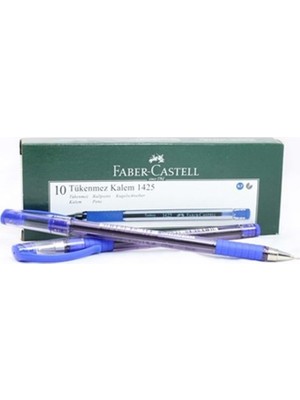 Faber-Castell Mavi Renkli 1425 Tükenmez Kalem 0.7 mm İğne Uçlu 10'lu Set
