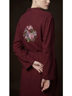 Minteks Shadowed Bloom %100 Pamuk Müslin Kimono Sabahlık
