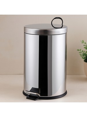 Aesco Pedallı 16 L Krom Metal Çöp Kovası