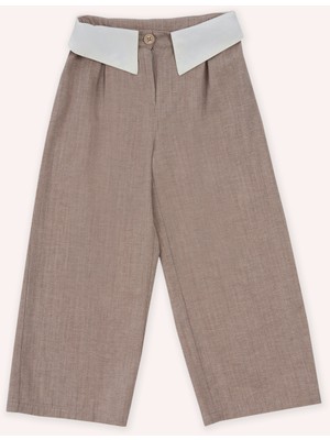 Panço Kız Çocuk Kahve Düğmeli Pantolon