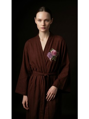 Minteks Shadowed Bloom %100 Pamuk Müslin Kimono Sabahlık