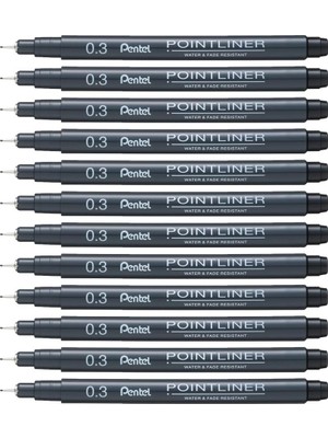 Pentel Fiber Uçlu Yazı Kalemi İnce Uç 0,3 Mm (12 Li Paket) S20P-3A