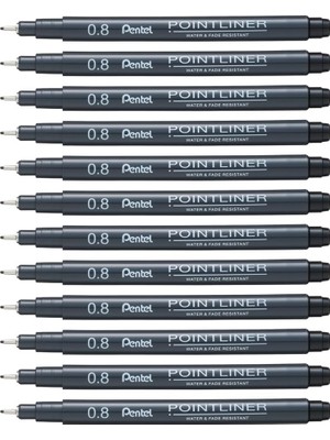 Pentel Fiber Uçlu Yazı Kalemi İnce Uç 0,8 Mm (12 Li Paket) S20P-8A