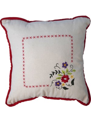 Çiçek Işlemeli Kare Kırlent Içi Dolgulu Fermuarlı Bi Kadın Marka 40X40 cm