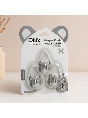 Aesco Şeffaf Yapışkanlı Askı 3'lü (Koala Tip)