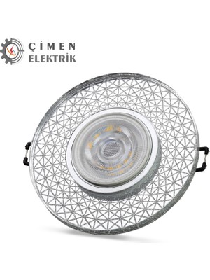 Aesco 1 Adet Noas YL65 1767 Iris LED Çerçeveli 4000K Yuvarlak Kristal Cam Spot GU10 Duy