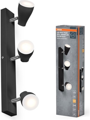 Osram Pear Üçlü LED Spot 3X4.3W 2700K 1050LM GU10 Siyah Kasa