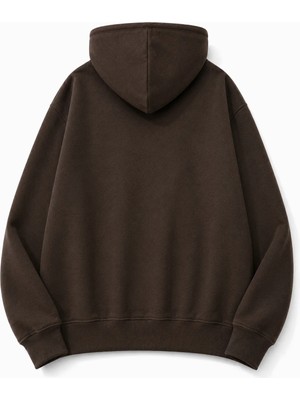 herkesemoda Yeşil Kelebek Baskılı Kapüşonlu 2 Iplik Şardonlu Sweatshirt