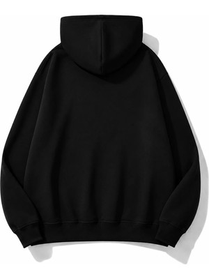 herkesemoda Love Çiçek Baskılı Kapüşonlu 2 Iplik Şardonlu Sweatshirt